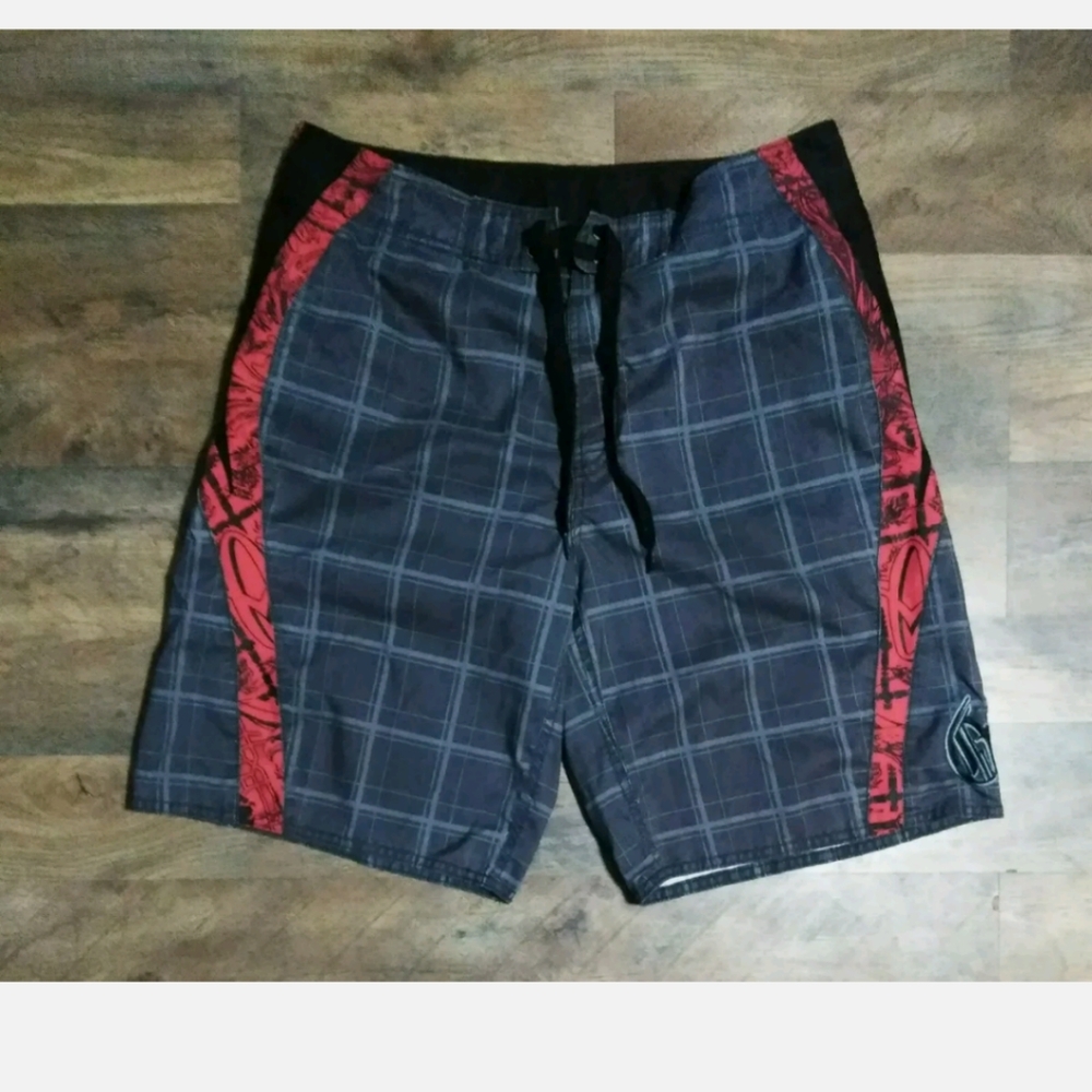 O'neill Black & Red Swim Shorts Men's Size: 36
